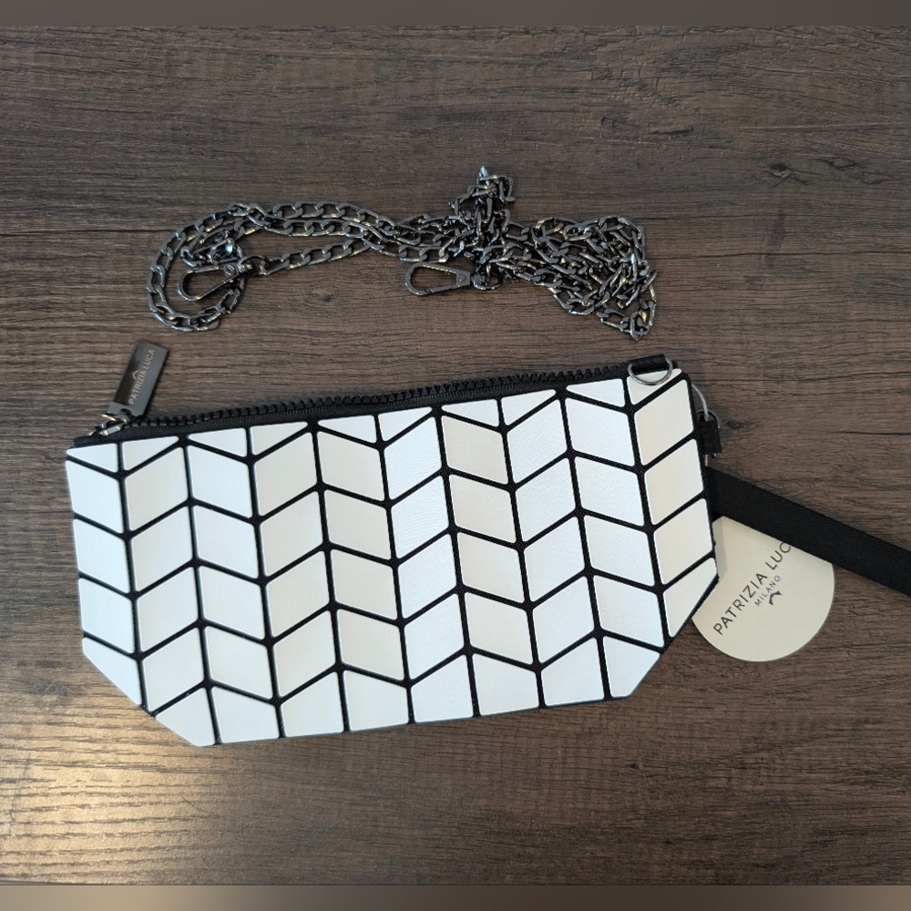 Patrizia Luca Clutch and Crossbody Purse- White and Black